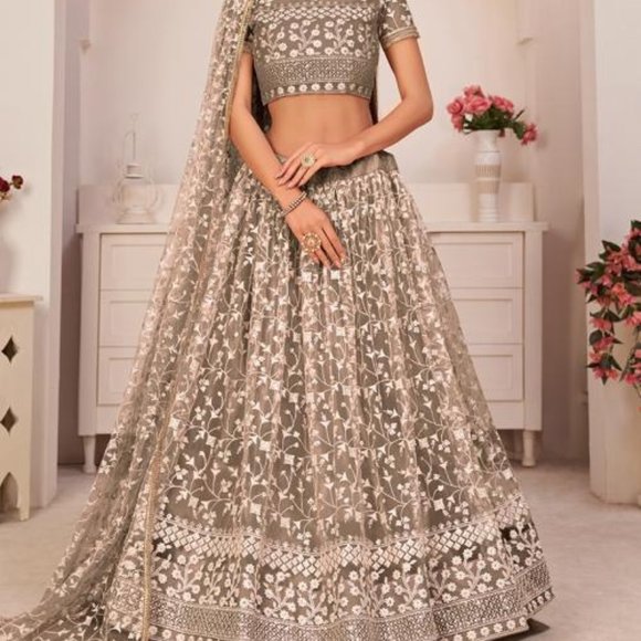 Vasana Lehenga - Brown & Cream - Brand New - Picture 1 of 2